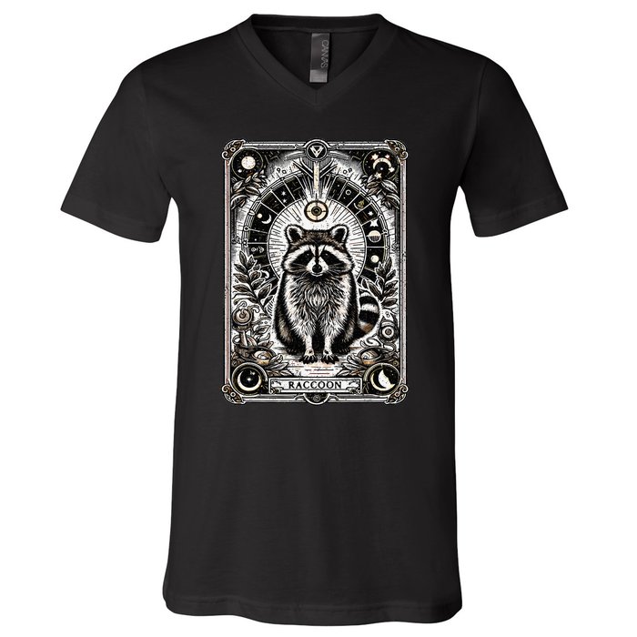 Raccoon Tarot Card Racoon Mystic Occult Raccoon V-Neck T-Shirt