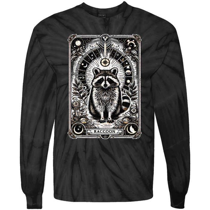 Raccoon Tarot Card Racoon Mystic Occult Raccoon Tie-Dye Long Sleeve Shirt