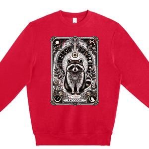 Raccoon Tarot Card Racoon Mystic Occult Raccoon Premium Crewneck Sweatshirt