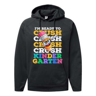 Ready To Crush Kindergarten First Day Of School Boy Kids Performance Fleece Hoodie