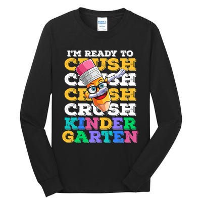 Ready To Crush Kindergarten First Day Of School Boy Kids Tall Long Sleeve T-Shirt