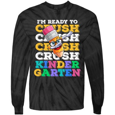 Ready To Crush Kindergarten First Day Of School Boy Kids Tie-Dye Long Sleeve Shirt