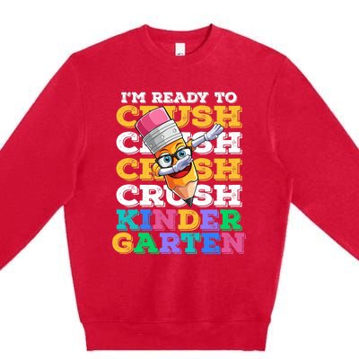 Ready To Crush Kindergarten First Day Of School Boy Kids Premium Crewneck Sweatshirt