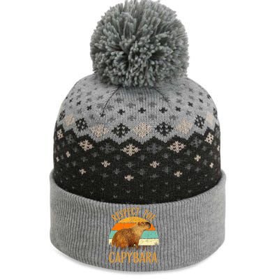 Respect The Capybara Animal Funny Capybara Lover The Baniff Cuffed Pom Beanie