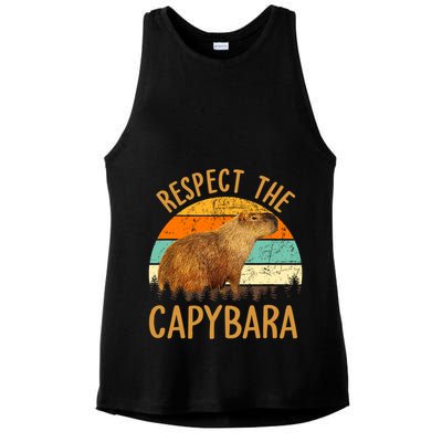 Respect The Capybara Animal Funny Capybara Lover Ladies PosiCharge Tri-Blend Wicking Tank