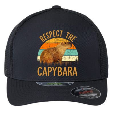 Respect The Capybara Animal Funny Capybara Lover Flexfit Unipanel Trucker Cap