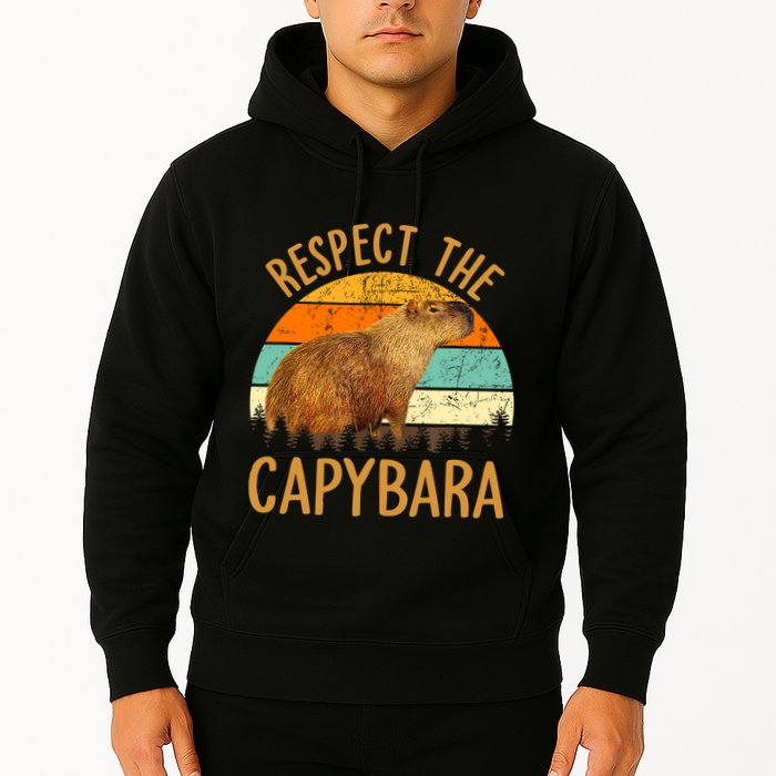 Respect The Capybara Animal Funny Capybara Lover Hoodie