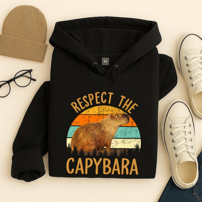 Respect The Capybara Animal Funny Capybara Lover Hoodie