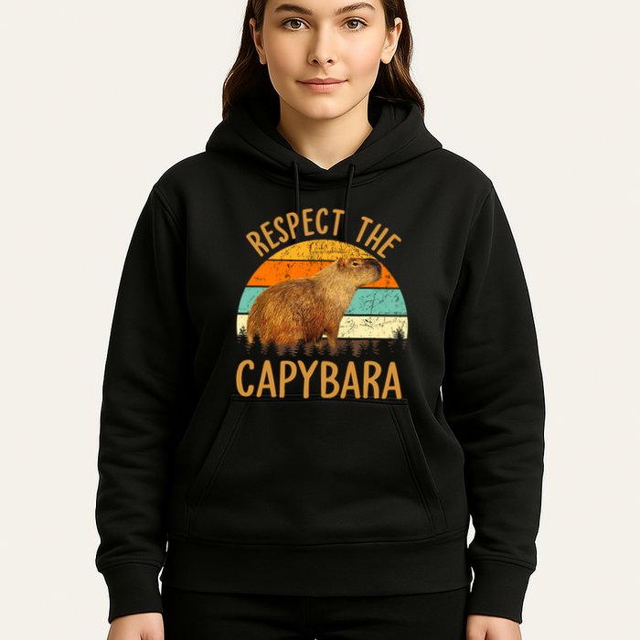 Respect The Capybara Animal Funny Capybara Lover Hoodie