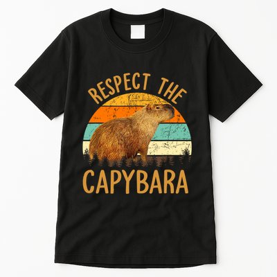 Respect The Capybara Animal Funny Capybara Lover Tall T-Shirt