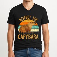 Respect The Capybara Animal Funny Capybara Lover V-Neck T-Shirt
