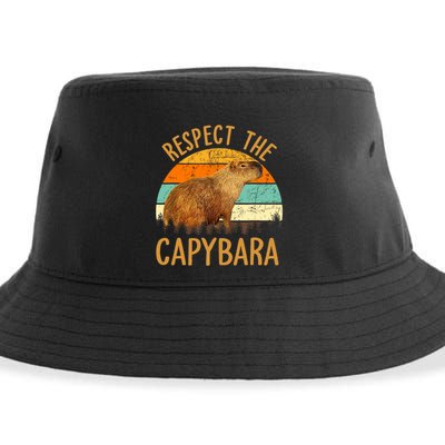 Respect The Capybara Animal Funny Capybara Lover Sustainable Bucket Hat