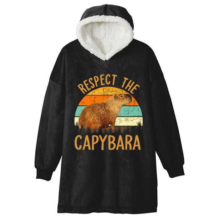 Respect The Capybara Animal Funny Capybara Lover Hooded Wearable Blanket