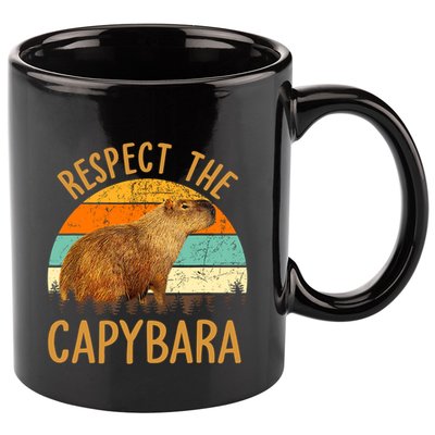Respect The Capybara Animal Funny Capybara Lover 11oz C Handle Ceramic Mug