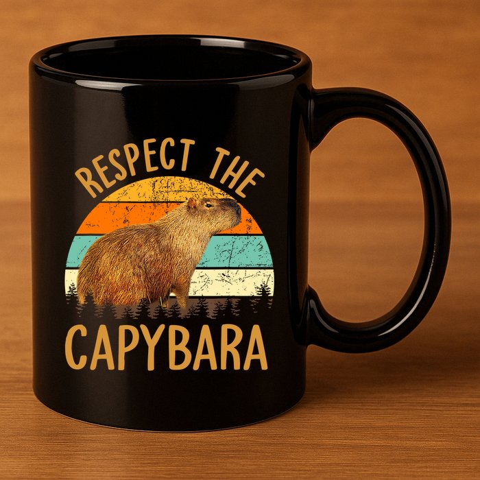 Respect The Capybara Animal Funny Capybara Lover 11oz C Handle Ceramic Mug