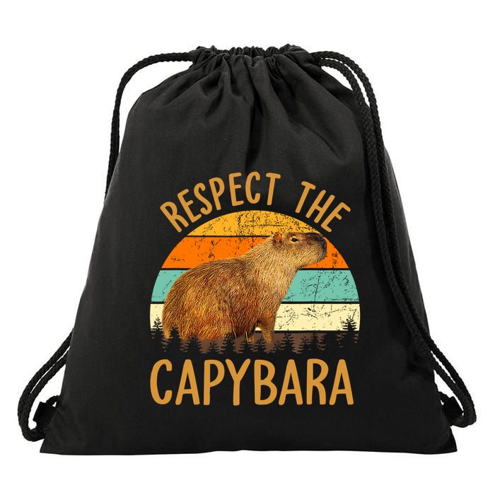 Respect The Capybara Animal Funny Capybara Lover Drawstring Bag