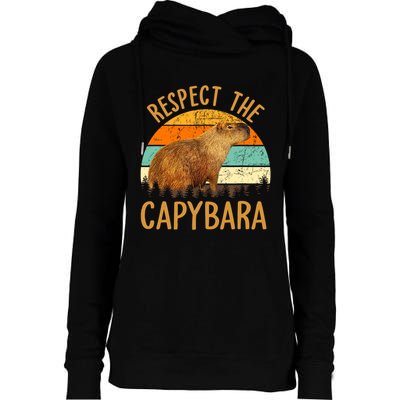 Respect The Capybara Animal Funny Capybara Lover Womens Funnel Neck Pullover Hood