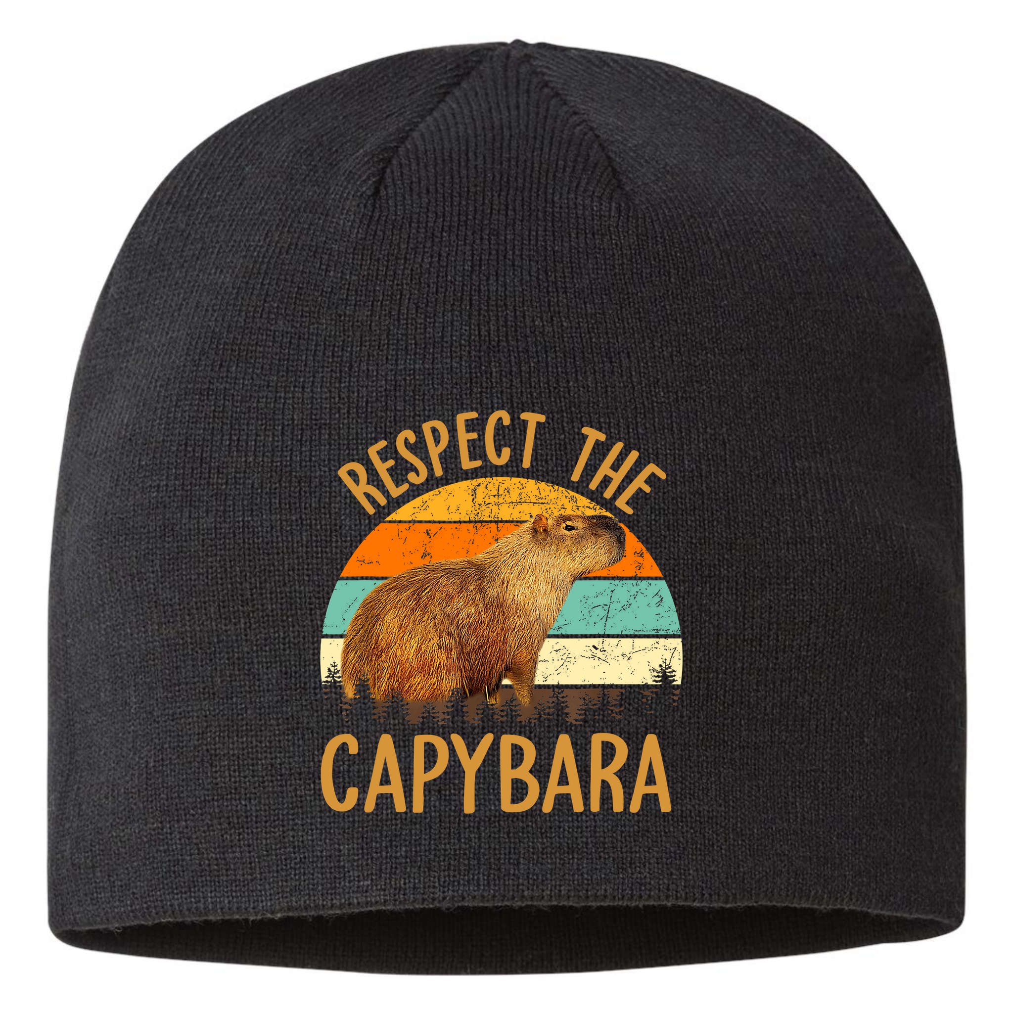 Respect The Capybara Animal Funny Capybara Lover Sustainable Beanie