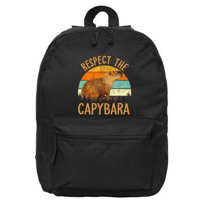 Respect The Capybara Animal Funny Capybara Lover 16 in Basic Backpack