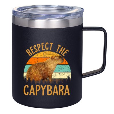 Respect The Capybara Animal Funny Capybara Lover 12oz Stainless Steel Coffee Mug