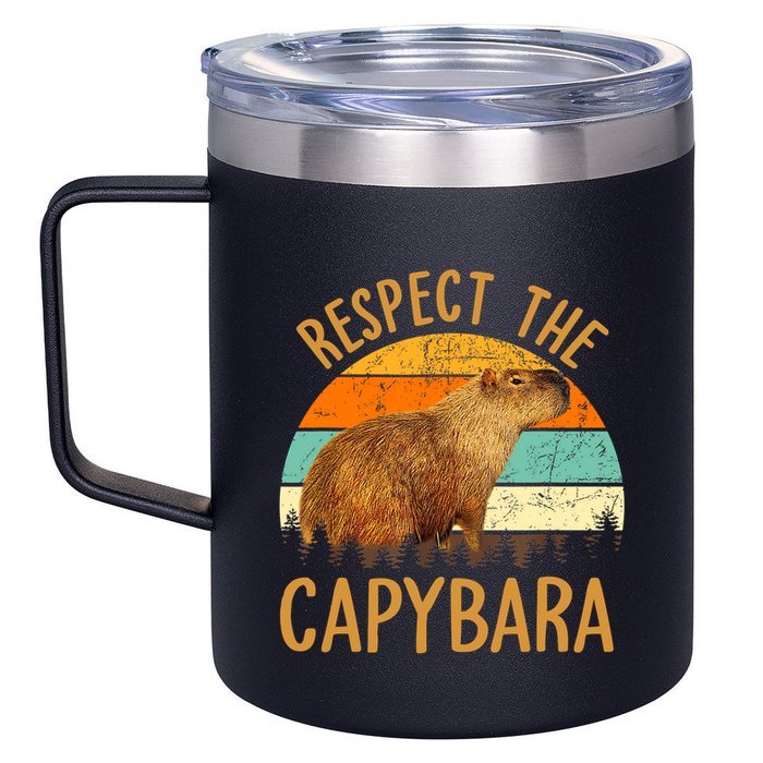 Respect The Capybara Animal Funny Capybara Lover 12oz Stainless Steel Coffee Mug