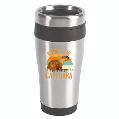 Respect The Capybara Animal Funny Capybara Lover 16oz Travel Tumbler
