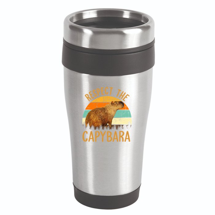 Respect The Capybara Animal Funny Capybara Lover 16oz Travel Tumbler