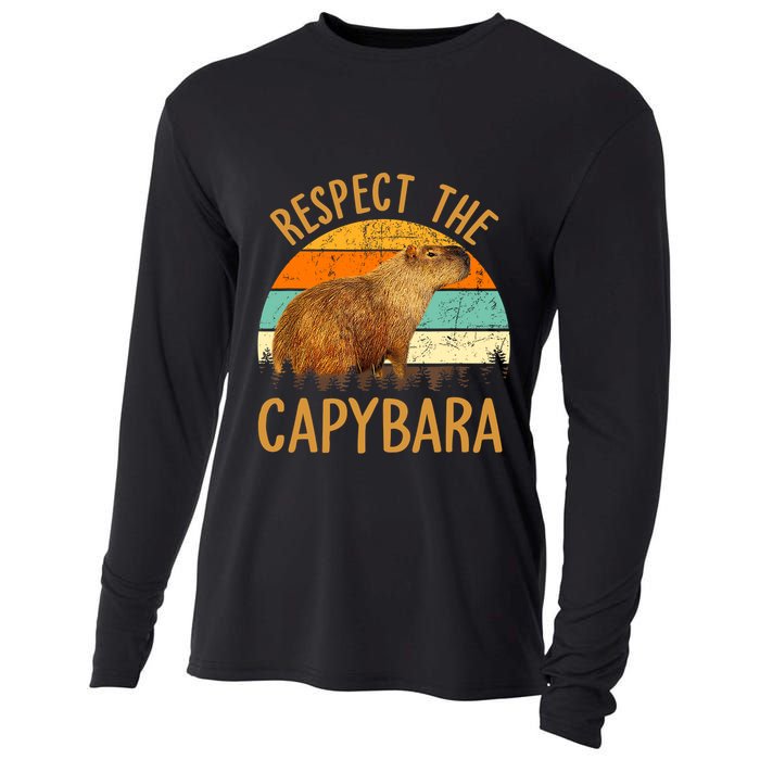 Respect The Capybara Animal Funny Capybara Lover Cooling Performance Long Sleeve Crew