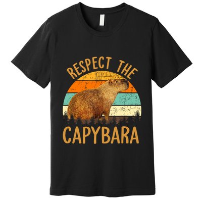 Respect The Capybara Animal Funny Capybara Lover Premium T-Shirt