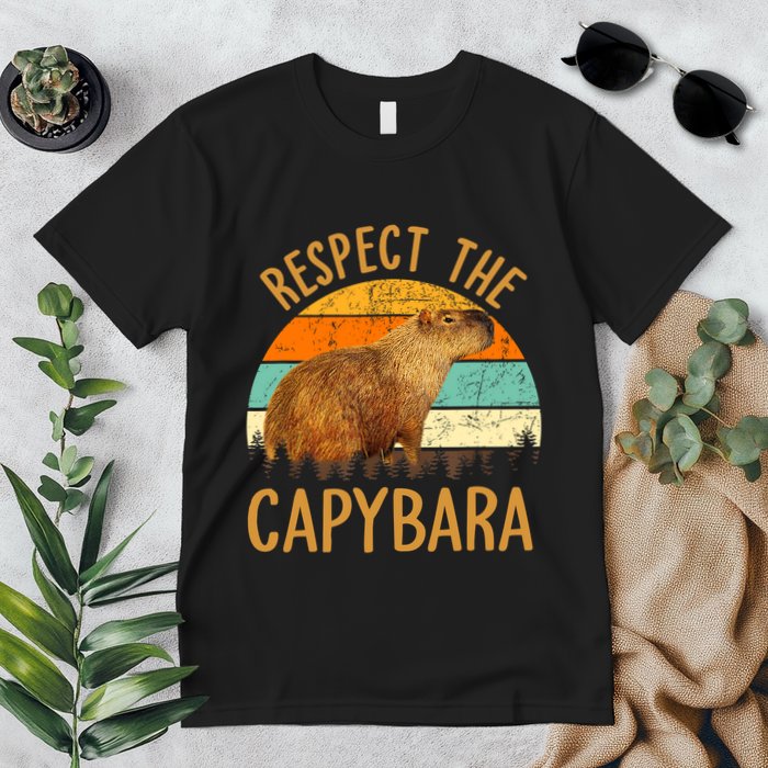 Respect The Capybara Animal Funny Capybara Lover Premium T-Shirt