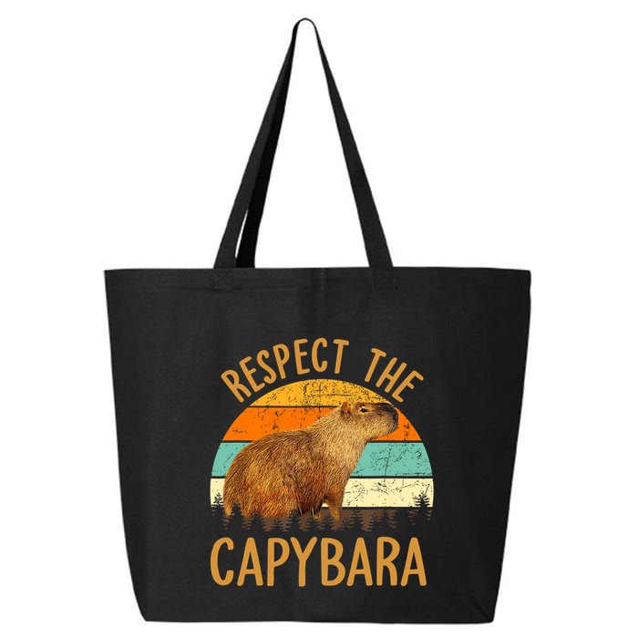 Respect The Capybara Animal Funny Capybara Lover 25L Jumbo Tote