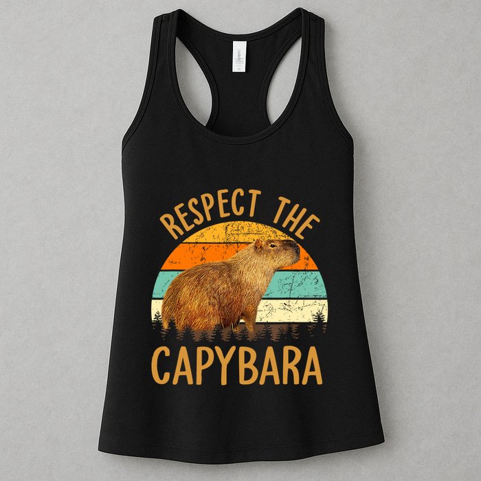 Respect The Capybara Animal Funny Capybara Lover Womens Tank Top