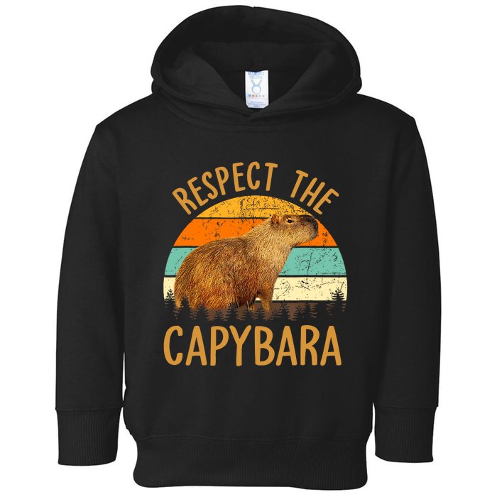 Respect The Capybara Animal Funny Capybara Lover Toddler Hoodie