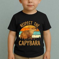 Respect The Capybara Animal Funny Capybara Lover Toddler T-Shirt