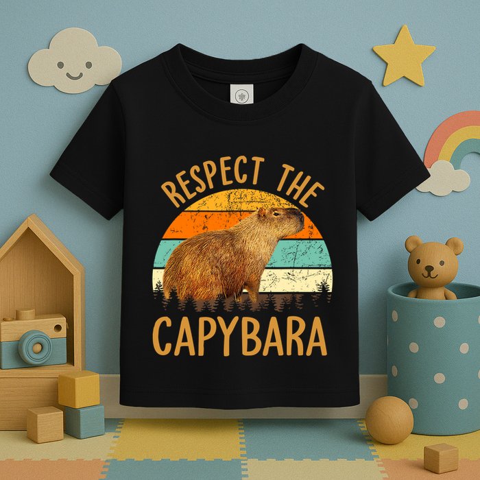 Respect The Capybara Animal Funny Capybara Lover Toddler T-Shirt