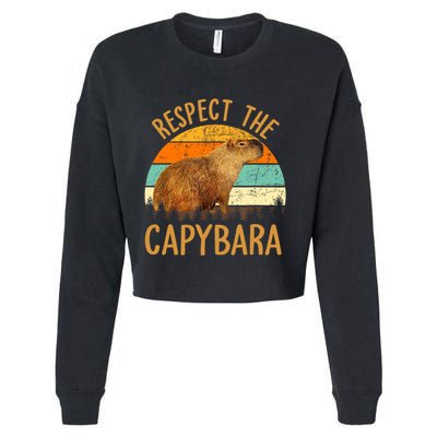 Respect The Capybara Animal Funny Capybara Lover Cropped Pullover Crew