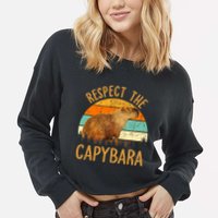 Respect The Capybara Animal Funny Capybara Lover Cropped Pullover Crew