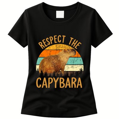 Respect The Capybara Animal Funny Capybara Lover Womens T-Shirt