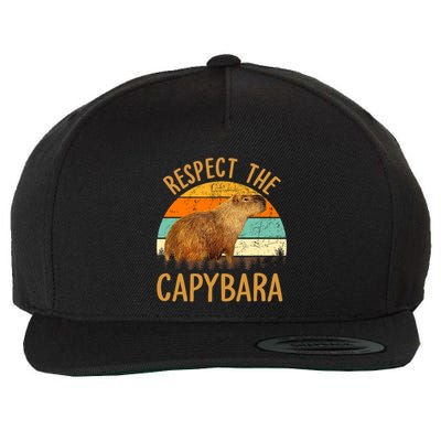 Respect The Capybara Animal Funny Capybara Lover Wool Snapback Cap