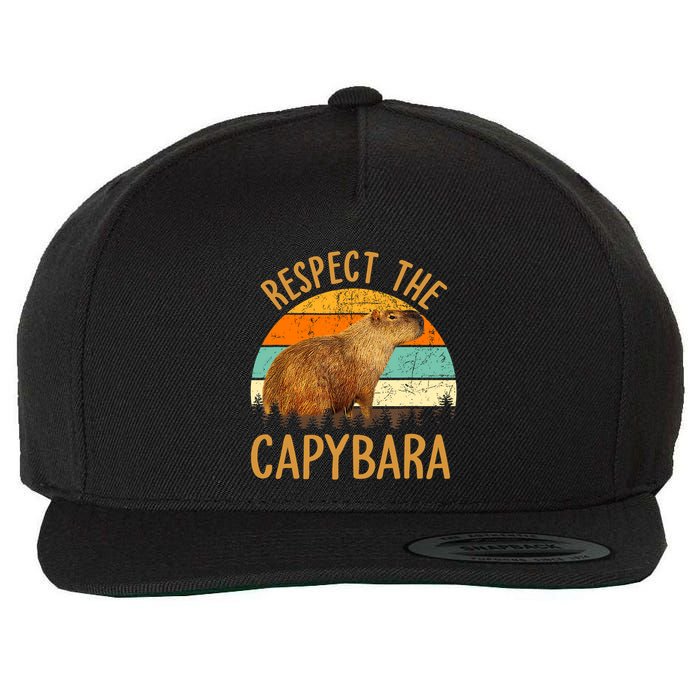 Respect The Capybara Animal Funny Capybara Lover Wool Snapback Cap