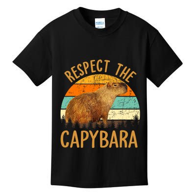 Respect The Capybara Animal Funny Capybara Lover Kids T-Shirt