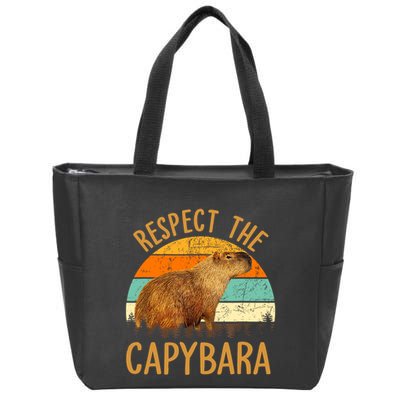 Respect The Capybara Animal Funny Capybara Lover Zip Tote Bag