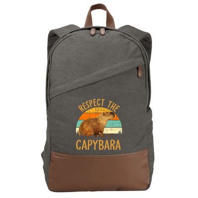Respect The Capybara Animal Funny Capybara Lover Cotton Canvas Backpack