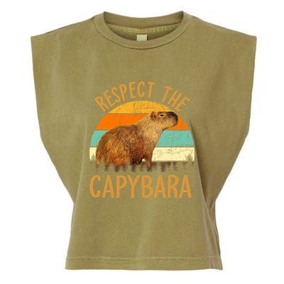 Respect The Capybara Animal Funny Capybara Lover Garment-Dyed Women's Muscle Tee