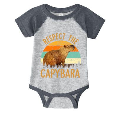 Respect The Capybara Animal Funny Capybara Lover Infant Baby Jersey Bodysuit