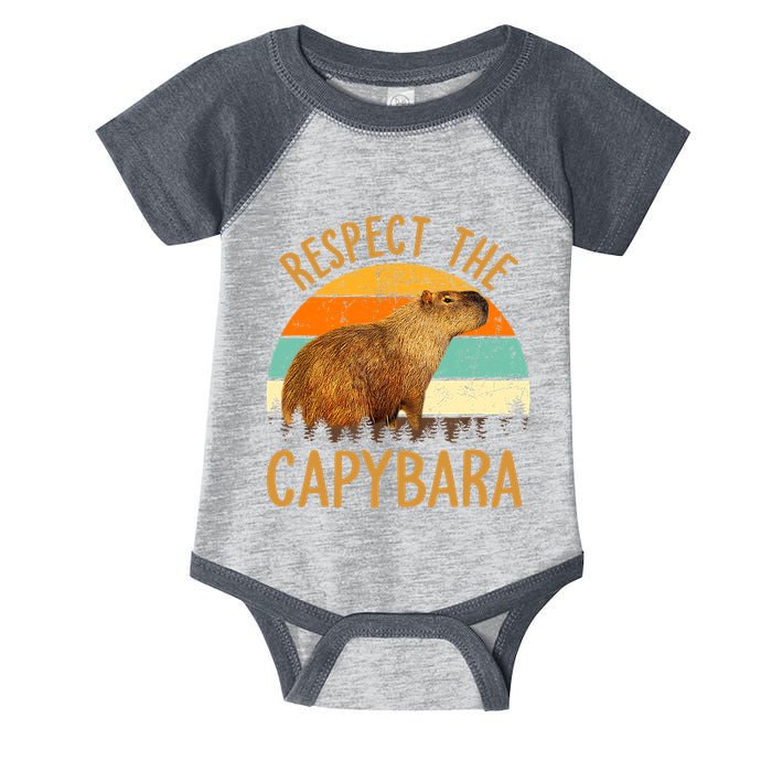 Respect The Capybara Animal Funny Capybara Lover Infant Baby Jersey Bodysuit