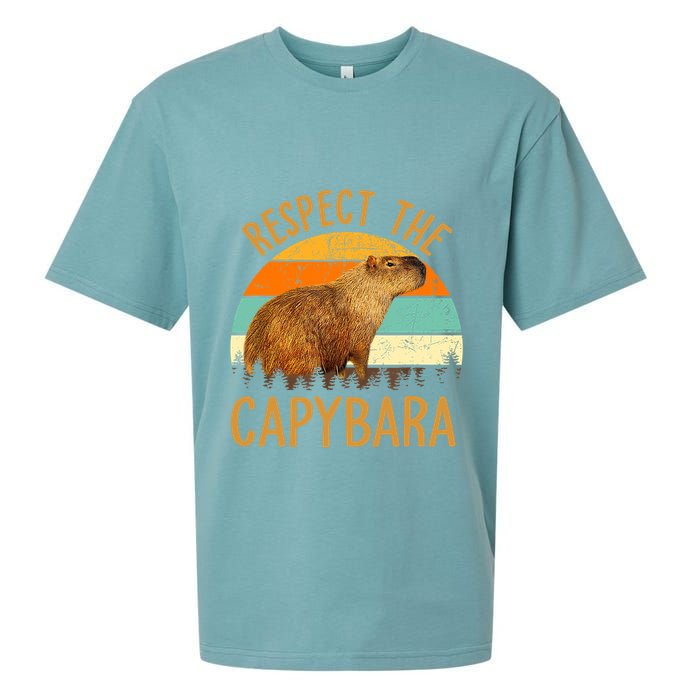 Respect The Capybara Animal Funny Capybara Lover Sueded Cloud Jersey T-Shirt