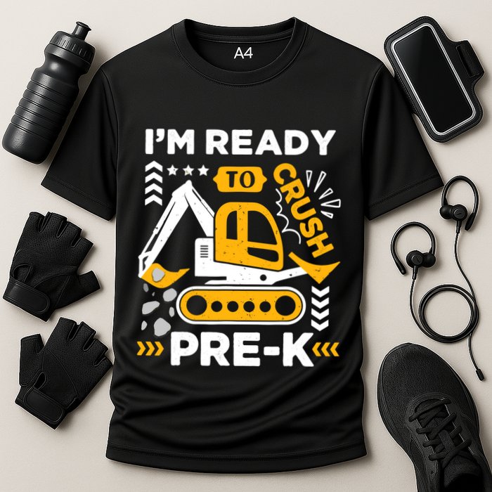 Ready To Crush Preschool Prek Construction Truck Boy Cooling Performance Crew T-Shirt