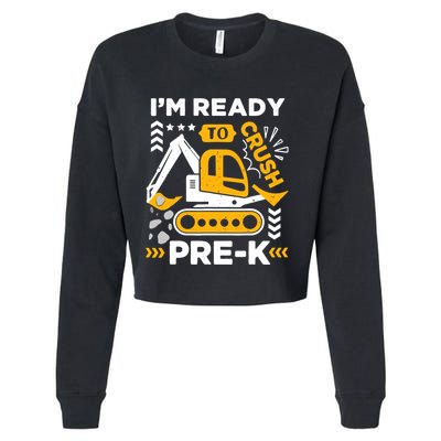 Ready To Crush Preschool Prek Construction Truck Boy Cropped Pullover Crew