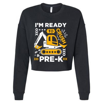 Ready To Crush Preschool Prek Construction Truck Boy Cropped Pullover Crew